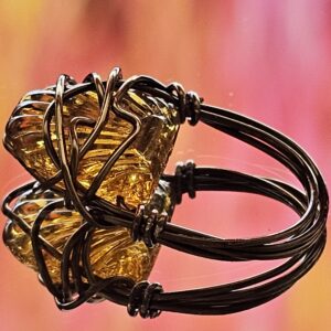 Amber Glass Shell Ring