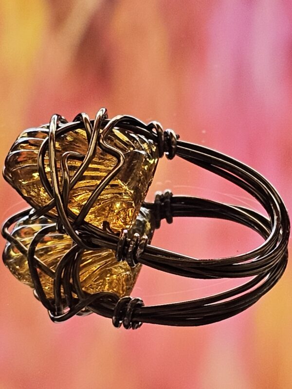 Amber Glass Shell Ring
