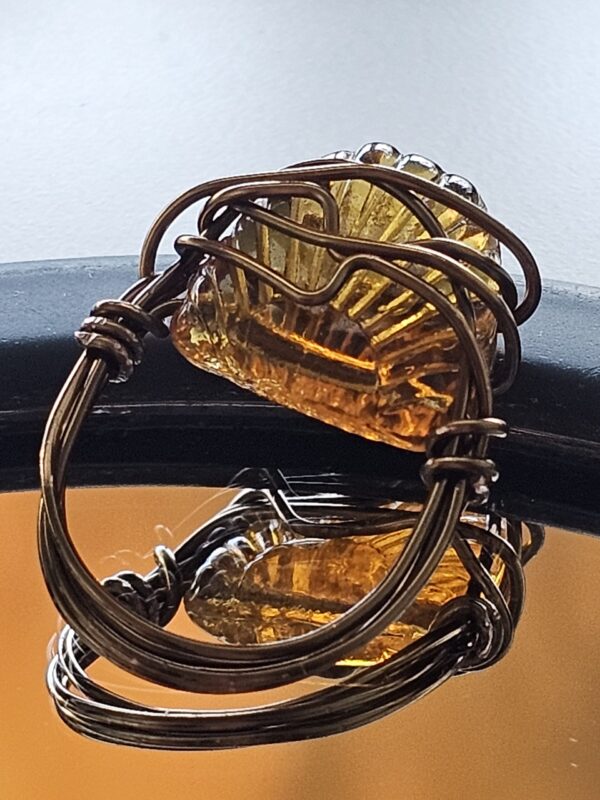 Amber Glass Shell Ring