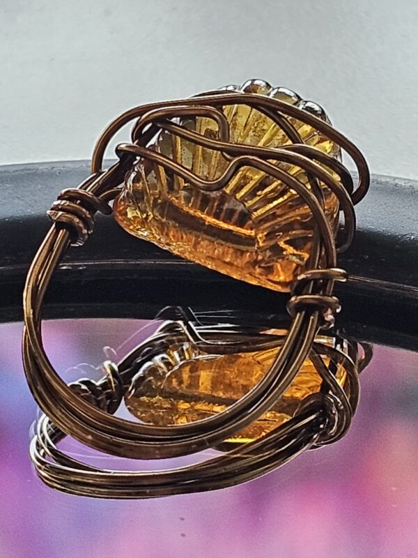 Amber Glass Shell Ring