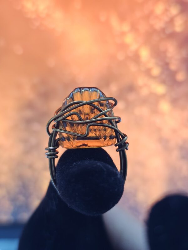 Amber Glass Shell Ring