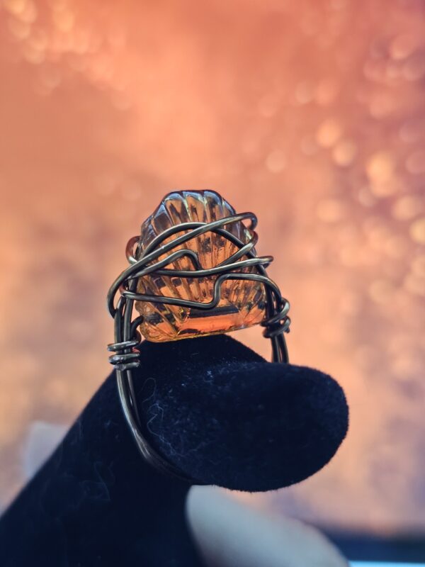 Amber Glass Shell Ring