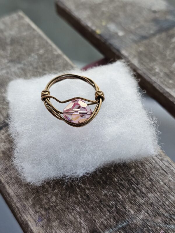 Upside Down Shiny Pink Crystal Ring