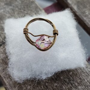 Upside Down Shiny Pink Crystal Ring