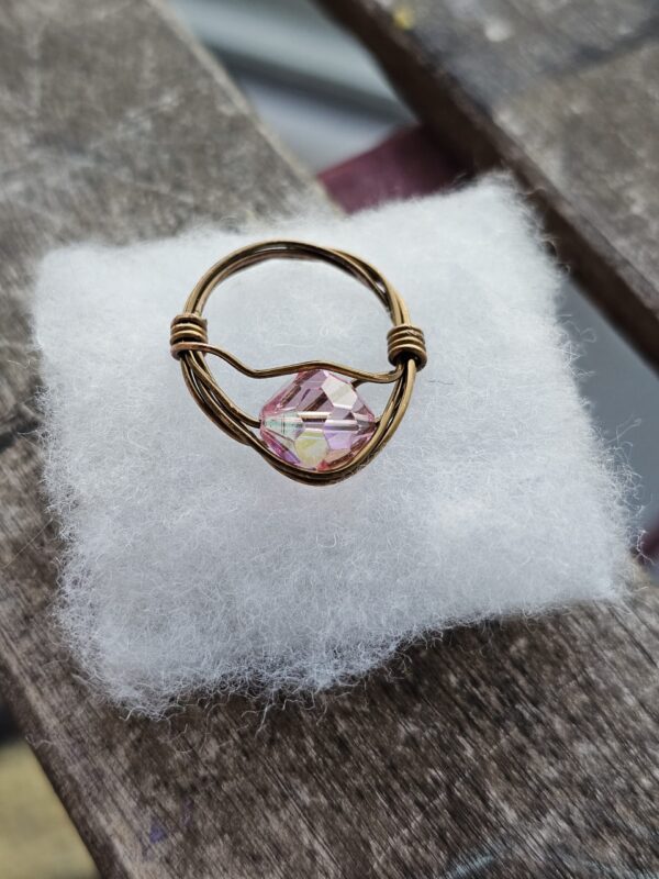 Upside Down Shiny Pink Crystal Ring
