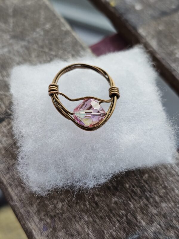 Upside Down Shiny Pink Crystal Ring