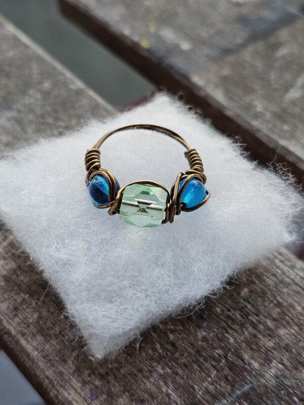 Green Glass Bead Ring