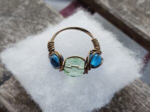 Green Glass Bead Ring