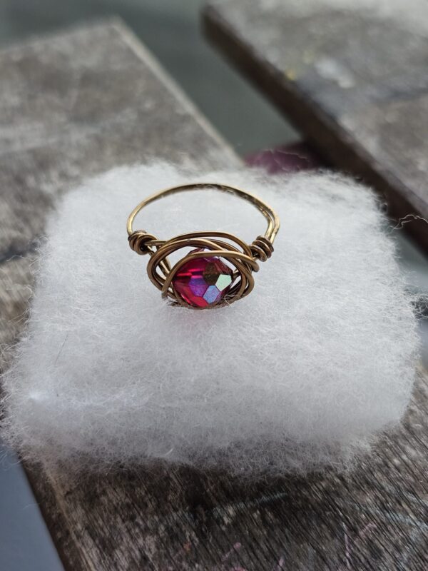 Aurora Borealis Red Crystal Ring