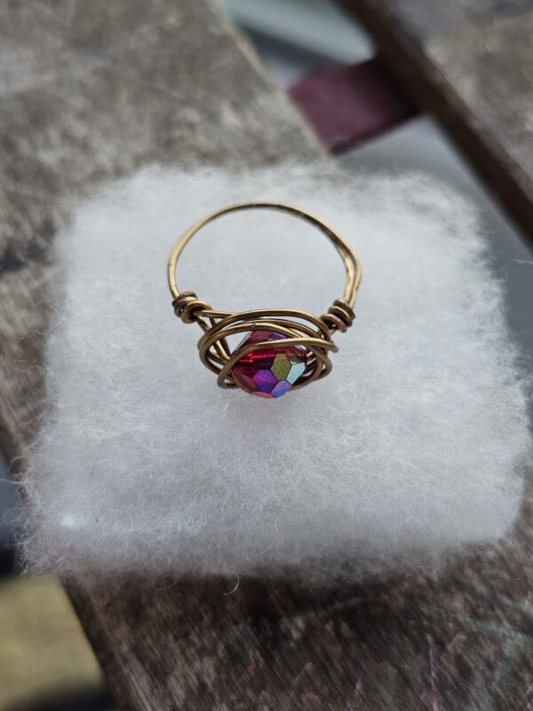 Aurora Borealis Red Crystal Ring