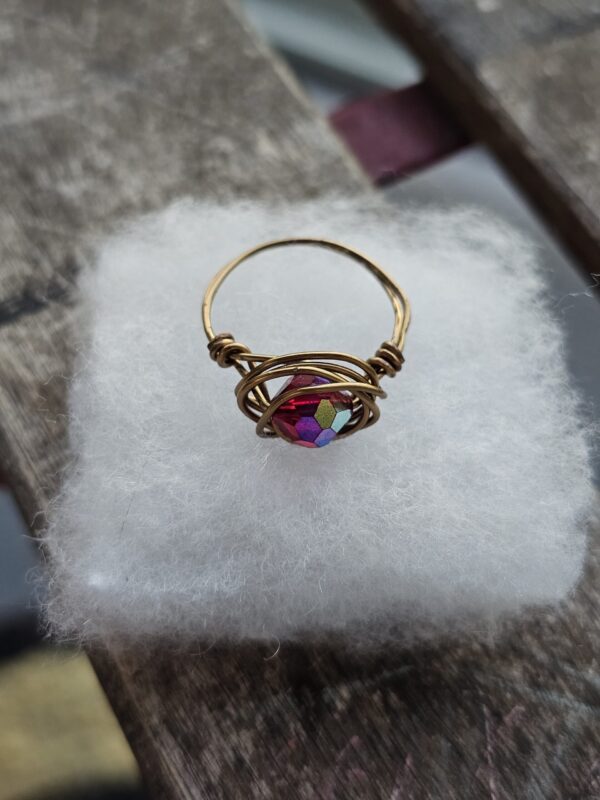 Aurora Borealis Red Crystal Ring