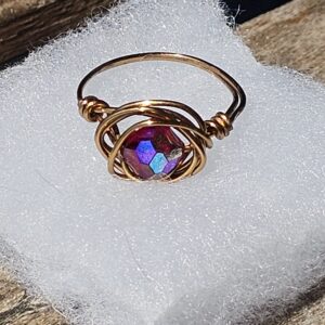 Aurora Borealis Red Crystal Ring