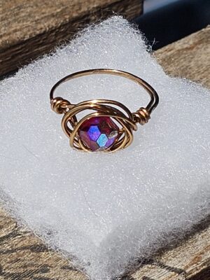 Aurora Borealis Red Crystal Ring