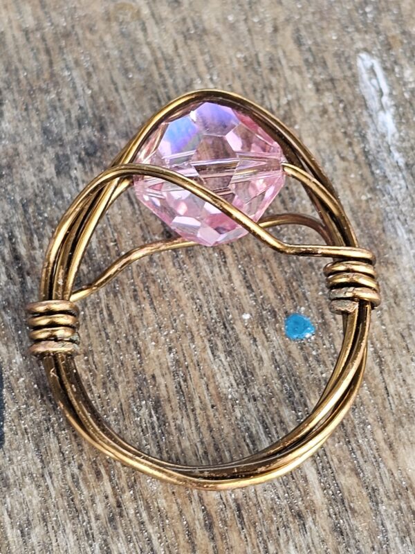 Upside Down Shiny Pink Crystal Ring