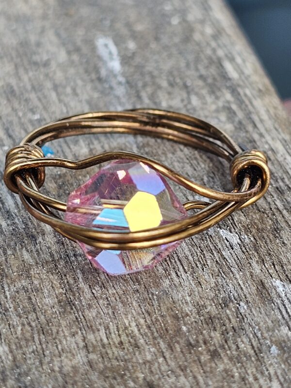 Upside Down Shiny Pink Crystal Ring