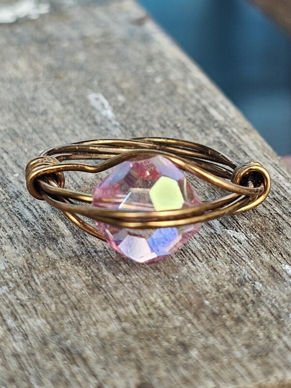 Upside Down Shiny Pink Crystal Ring