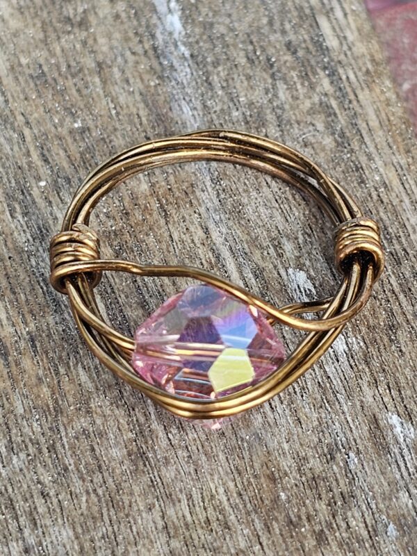 Upside Down Shiny Pink Crystal Ring