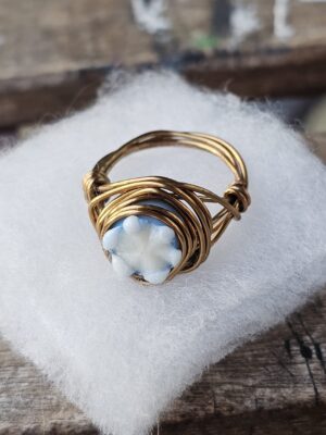 Blue Flower Ceramic Ring