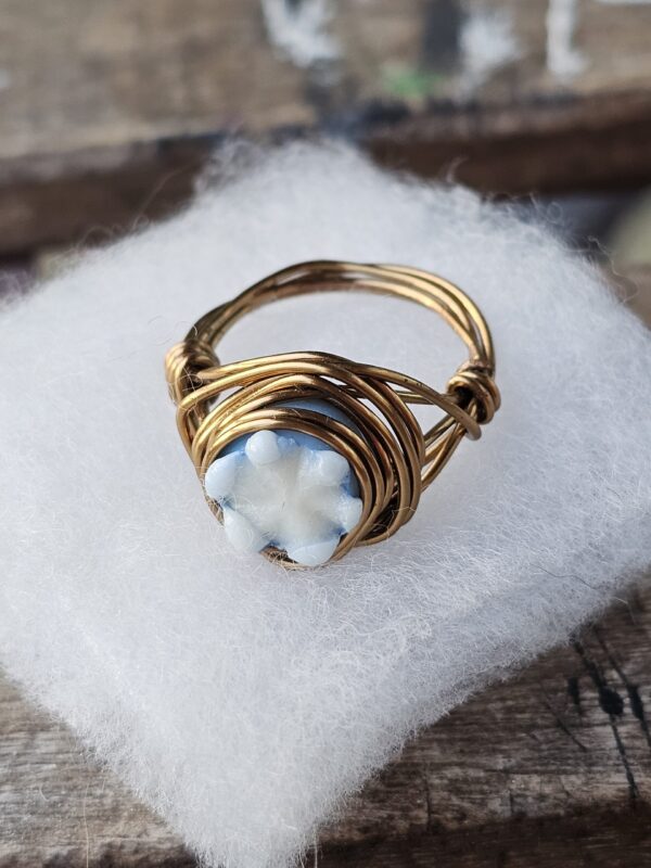 Blue Flower Ceramic Ring