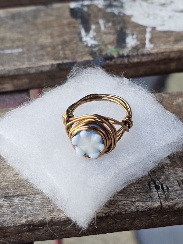 Blue Flower Ceramic Ring