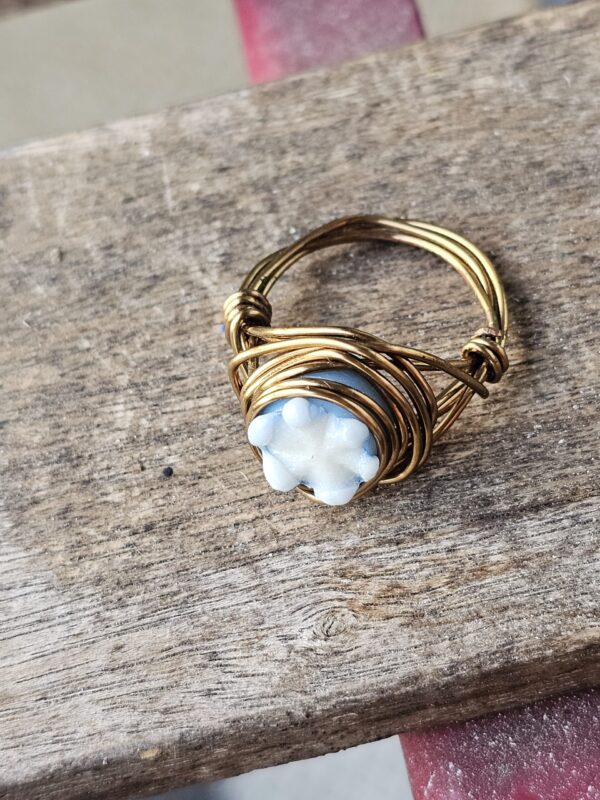 Blue Flower Ceramic Ring