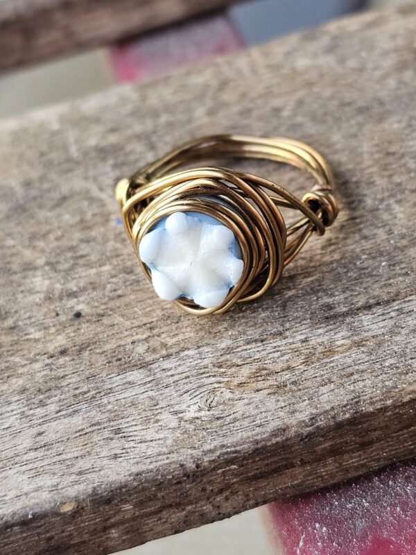 Blue Flower Ceramic Ring