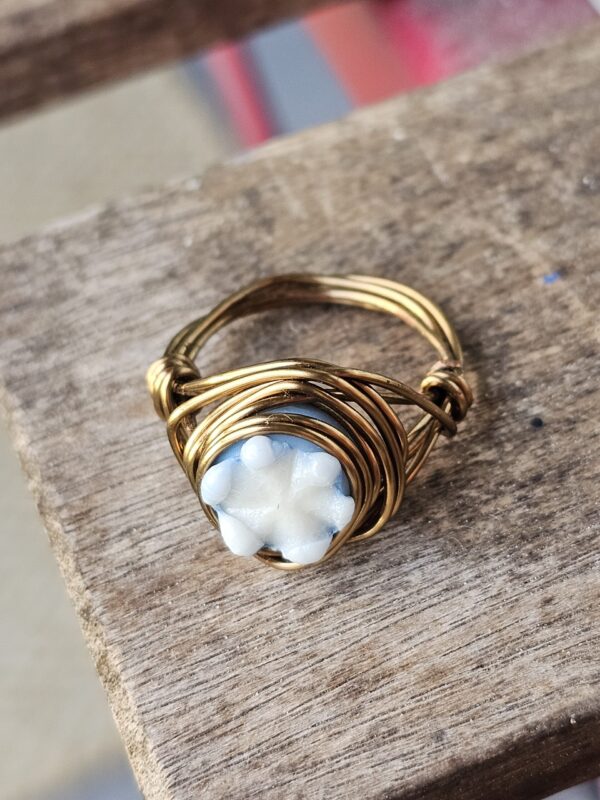 Blue Flower Ceramic Ring