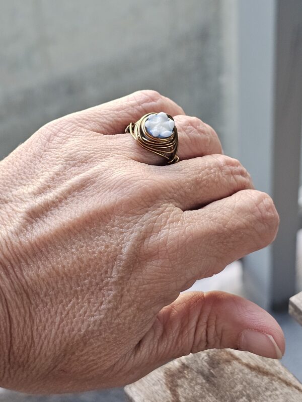Blue Flower Ceramic Ring