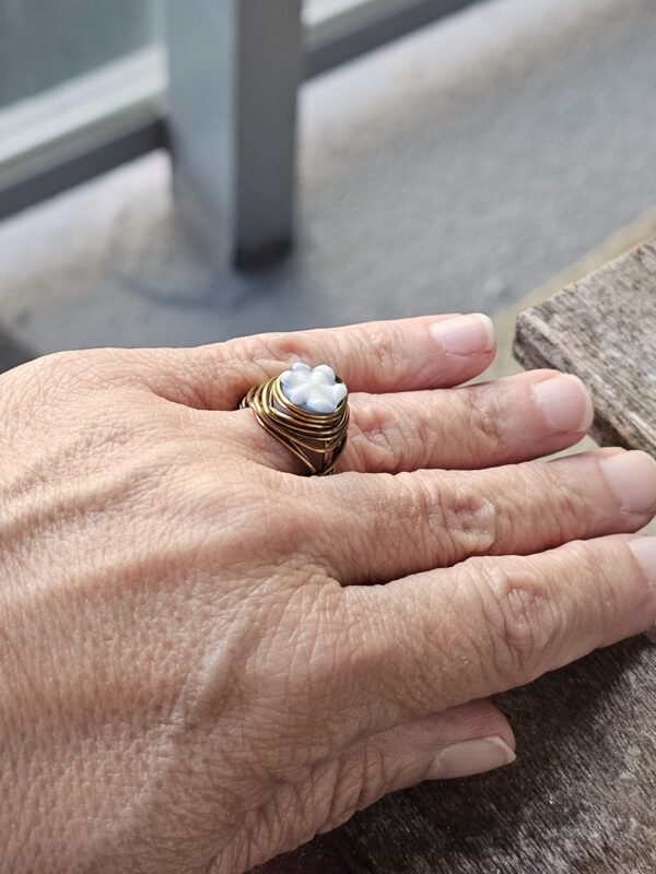 Blue Flower Ceramic Ring