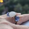 Milky White Rose Etched Glass Ring