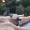 Milky White Rose Etched Glass Ring