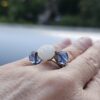 Milky White Rose Etched Glass Ring