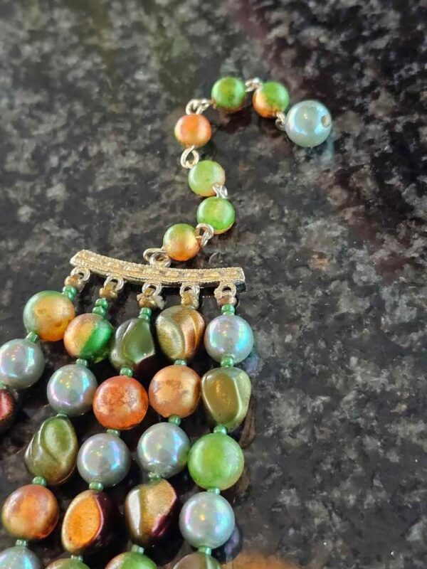 Vintage Japan Iridescent Bead Necklace