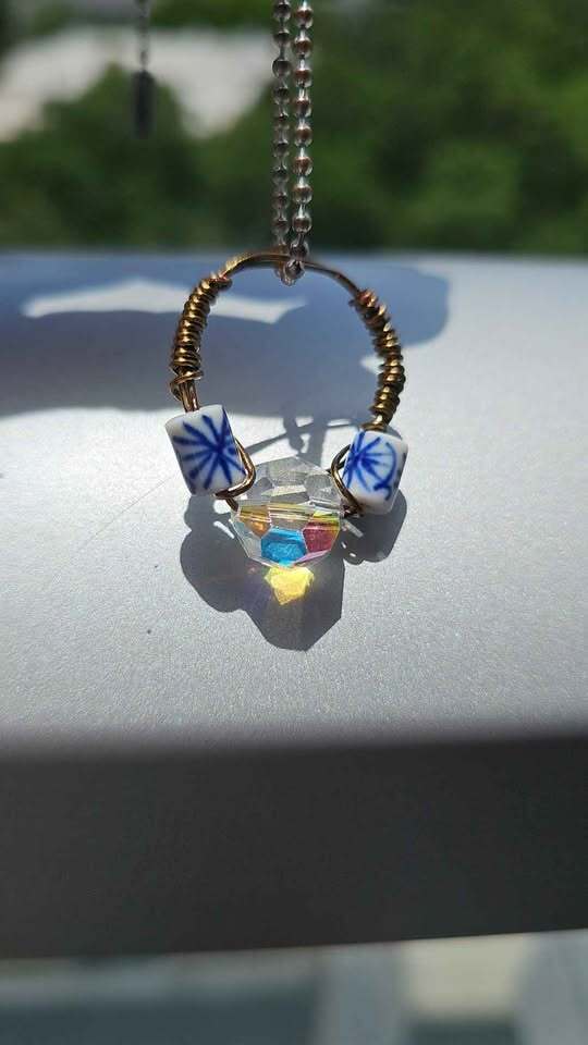 Vintage beads in a wire wrapped Ring size 11.5 handmade