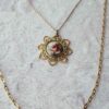 Vintage Gold-Tone Floral Pendant Necklace