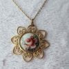 Vintage Gold-Tone Floral Pendant Necklace