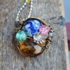 Handmade Wire Wrapped Bead Pendant Necklace