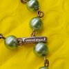 Vintage Signed Hong Kong Green Faux Pearl and Marbled Glass and lucite Bead Double Strand Necklace
