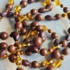 p1-179.jpg Vintage Long Flapper style Brown and Amber glass Beaded Necklace
