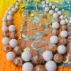 Vintage 1950s Mid Century Gold Foil Embedded Crackle Lucite Bead Necklace