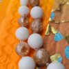 Vintage 1950s Mid Century Gold Foil Embedded Crackle Lucite Bead Necklace