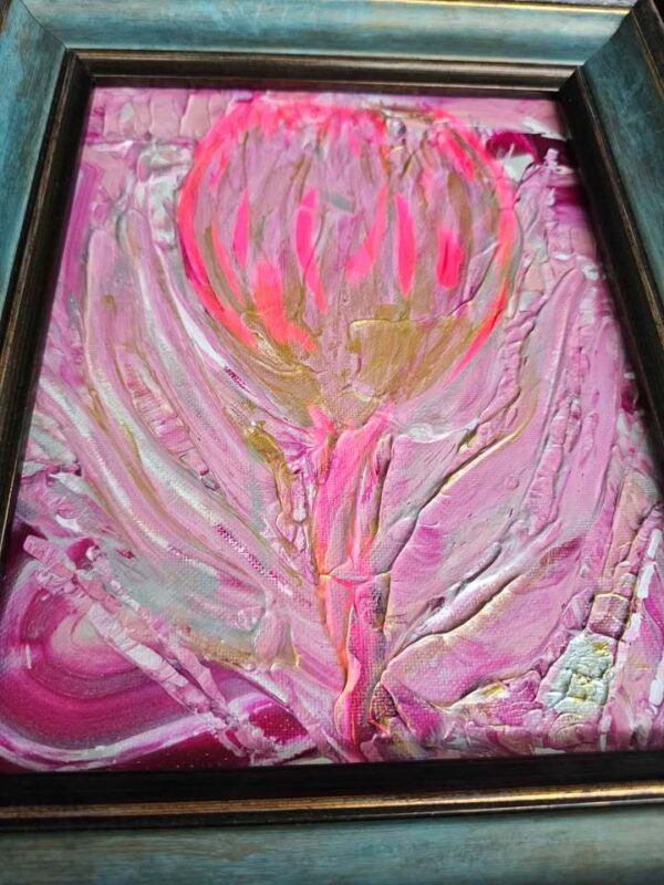 Local Artist Pink Flower Framed 8x10 Original Framed Painting Orlando