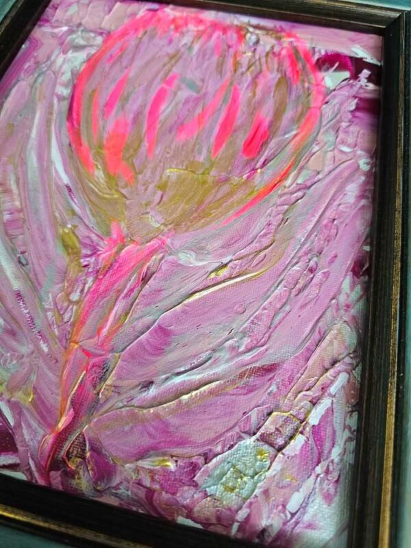 Local Artist Pink Flower Framed 8x10 Original Framed Painting Orlando