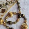 p1-220.jpg Vintage 1960s Mid Century Textured Gold Tone Ribbed & Faceted Bead Necklace
