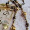 p1-224.jpg Vintage 1960s Mid Century Textured Gold Tone Ribbed & Faceted Bead Necklace
