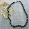 Murano Style Glass Necklace - Vintage Green Bead Gold Aventurine like MCM