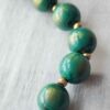 Murano Style Glass Necklace - Vintage Green Bead Gold Aventurine like MCM