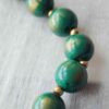 Murano Style Glass Necklace - Vintage Green Bead Gold Aventurine like MCM
