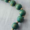 Murano Style Glass Necklace - Vintage Green Bead Gold Aventurine like MCM