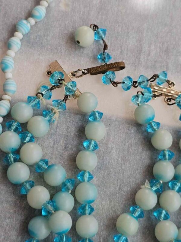 5 - Vintage Blue Beaded Necklace Collection W Germany Japan Signed. lot
